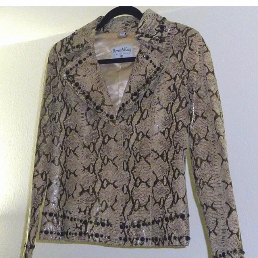 PAMELA McCoy Leather Snakeskin Pattern jacket NEW